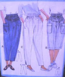 6632 BURDA POCKET LOOSE PANTS 3 LENGTHS PATTERN 8-16